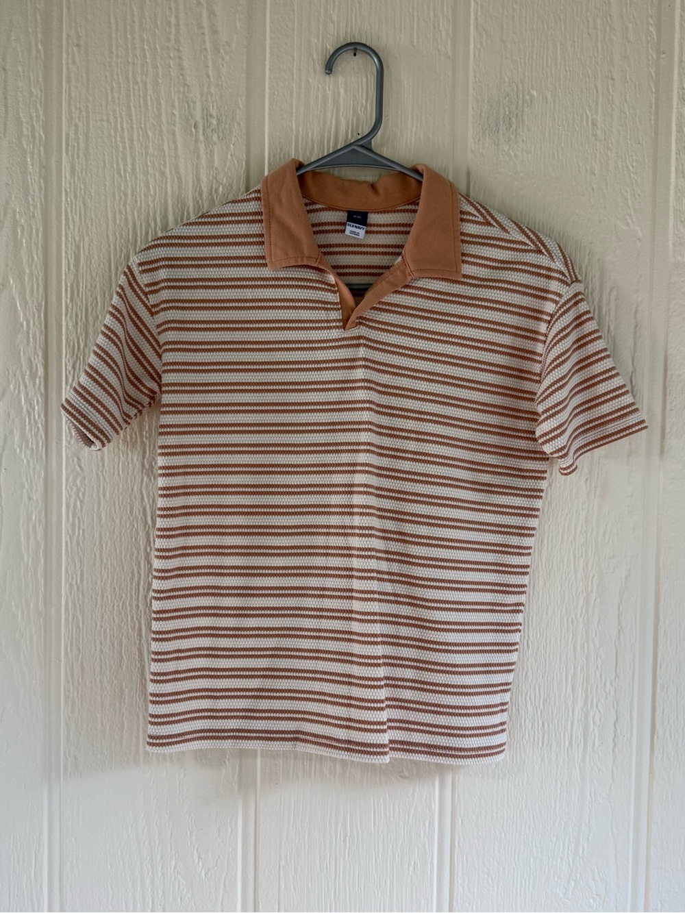 Old Navy Striped Polo in Cream and Tan